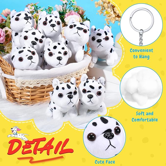 Sumind 9 Pcs 4" 5" Mini Plush Stuffed Dog Party Favor Small Puppy Stuffed Animal Bulk Soft Toy Doll Cute for Kids Gift Graduation Stocking Stuffers Baby Shower Birthday(Dalmatian)