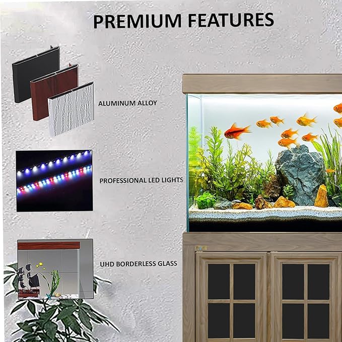 135 Gallon Aquarium in Dark Wood Tempered Ultra Clear Glass with Complete Setup