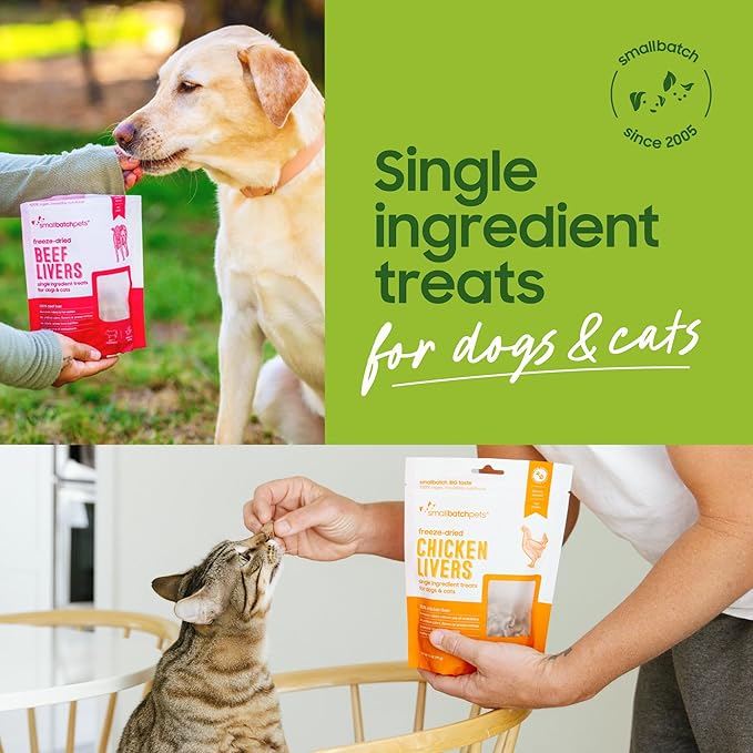 smallbatch Pets Premium Freeze-Dried Chicken Heart Treats for Dogs and Cats, 3.5 oz, Made and Sourced in The USA, Single Ingredient, Humanely Raise Meat, No Preservatives or Anything Artificial Ever