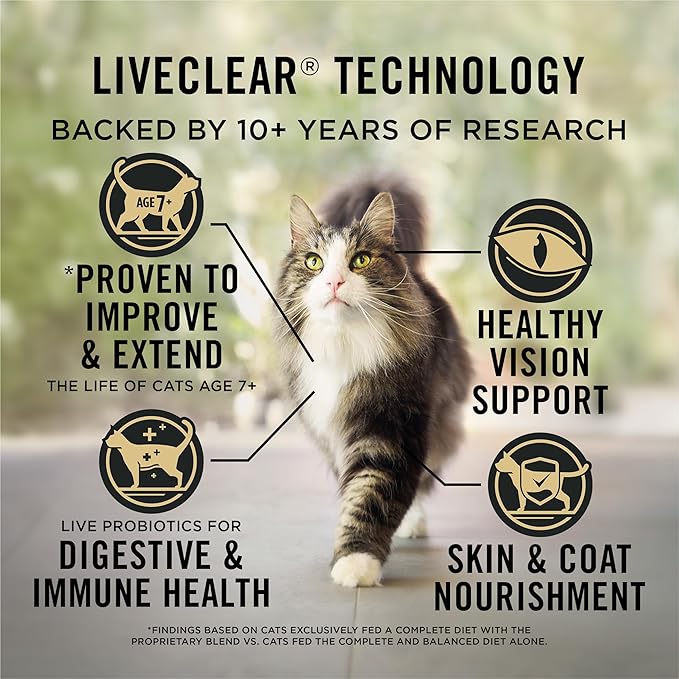 Purina Pro Plan LiveClear Senior Cat Food 7+ Cat Allergen Reducer Prime Plus Chicken and Rice Formula - 5.5 lb. Bag