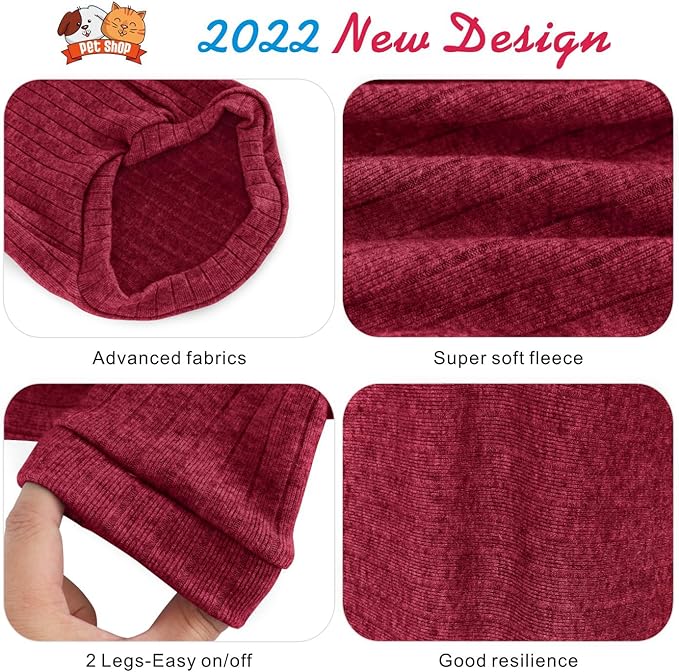 Idepet Sphynx Hairless Cats Sweater Shirt Kitten Soft Puppy Clothes Pullover Cute Cat Pajamas Jumpsuit Cotton Apparel Pet Winter Turtleneck for Cats and Teacup Chihuahua Small Dogs(Red,XL)
