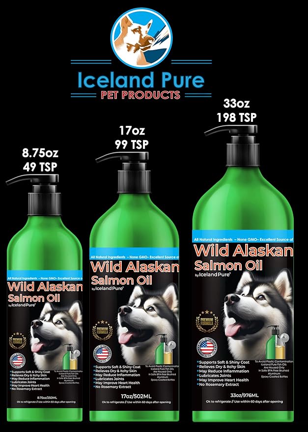 Wild Alaskan Salmon Oil for Dogs & Cats, Omega-3 Fish Oil, Liquid Supplement for Pets, Supports Immune System & Heart Health, 33oz