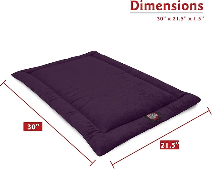 Majestic Pet Orthopedic Memory Foam Dog Crate Mat - Plush Pet Bed Pad for Crates & Kennels | USA Crafted | 30"x21" Villa Aubergine