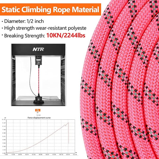 NTR 50FT Long Dog Leash, Rope Dog Leash with Swivel Lockable Hook and Comfortable Padded Handle, Dog Training Leash Lead for Walking, Hunting, Camping, Backyard for Small Medium and Large Dogs, Pink