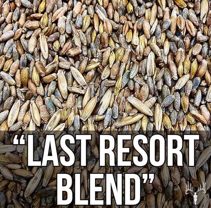 Last Resort Blend, 50LB Bulk, Winter Food Plot Seed for Deer, Cereal Grain Rye, Wheat, Barley, Triticale & Oat Seeds Grow Whitetail & Turkey Attractants & Cold Hardy Hunting Food Plots