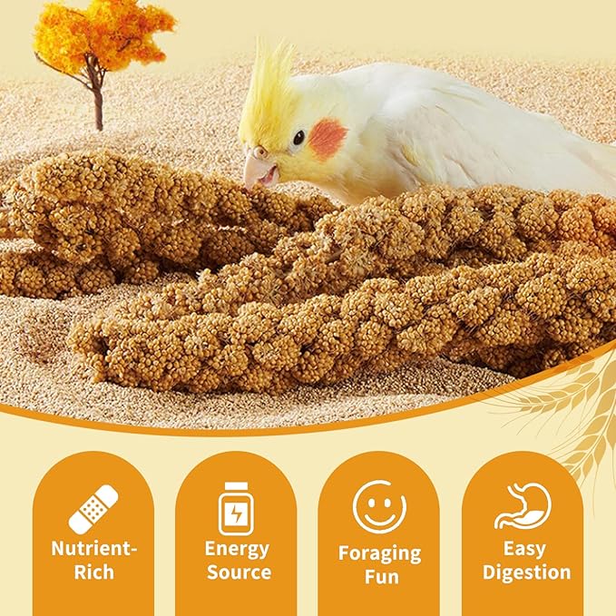 Fhiny Millet Spray for Birds, 6.6 LB Natural Sun-Dried Millet for Birds Original Parakeet Food & Treats for Parakeets Parrots Cockatiels Lovebirds Finches Budgies Hamsters