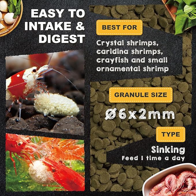 Ultra Fresh Shrimp Food, High Protein, Rich in Vitamins for Crystal, Caridina and Small Tropical Shrimp 2.04oz