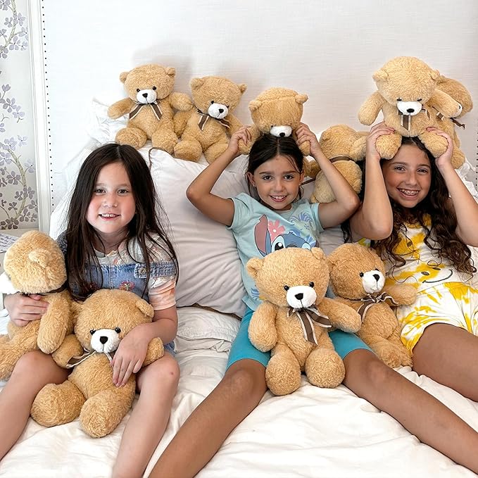 Tezituor Bulk Teddy Bears for Baby Shower, 10Pcs Teddy Bear Stuffed Animal Bulk, 12" Stuffed Bear Plush Toy for Wedding Birthday Christmas Party Decorations