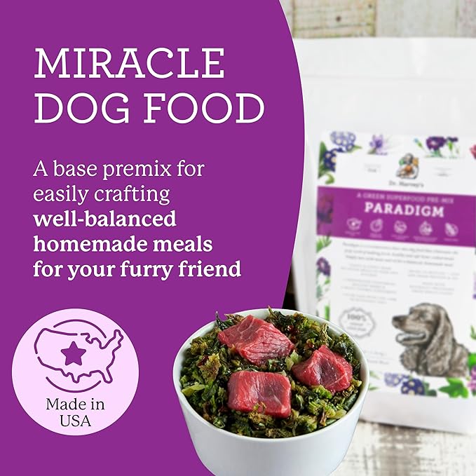 Dr. Harvey's Paradigm Green Superfood Dog Food, Human Grade Dehydrated Grain Free Base Mix for Dogs, Diabetic Low Carb Ketogenic Diet (3 Pounds)
