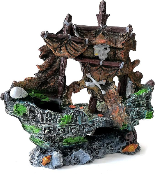 M2cbridge Antique Roman Column Ruins European Castle Aquarium Decorations Fish Tank Hideout Rocks (Pirate Shipwreck)