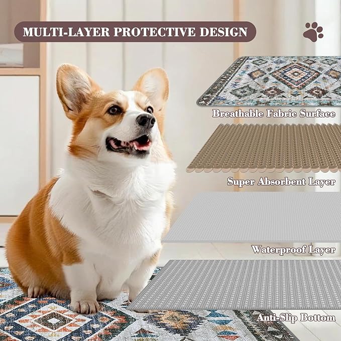 Washable Pee Pads for Dogs, 2 Pack Reusable Puppy Pads Absorbent Training Pads for Dogs Waterproof Dog Mat Non-Slip Whelping Pet Mat
