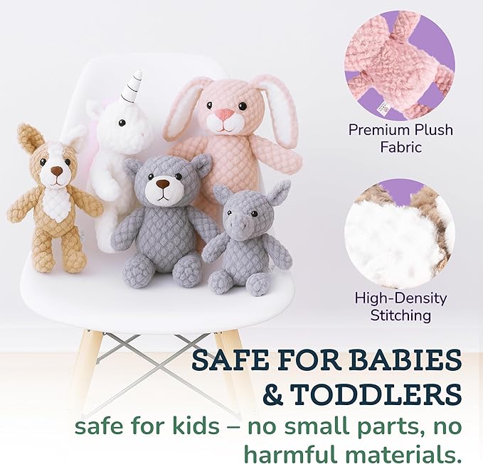 5 Set Animals and Teddy Bears - Plush Toys Bulk - Stuffed Animals for Kids - Baby Shower Small Bear Animal Assortment - Soft Pack of Stuffed Animals for Girls and Boys