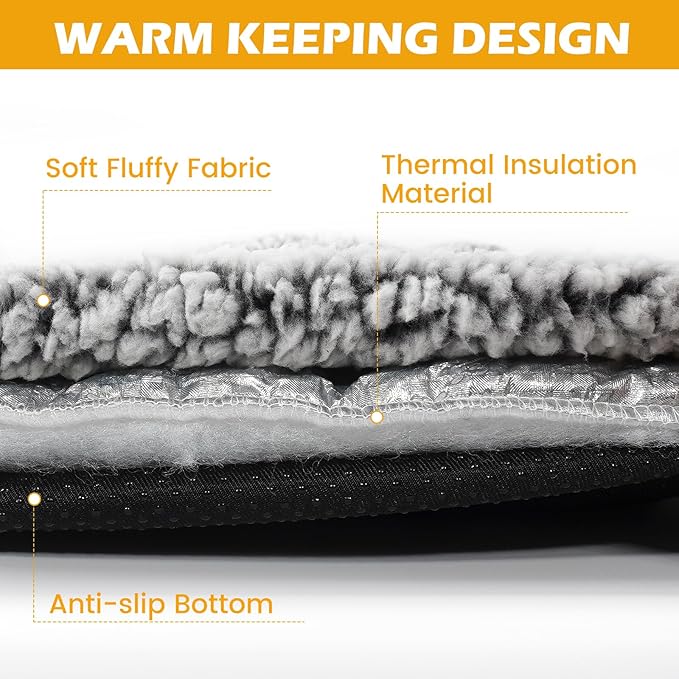 Self Warming Cat Bed, Self Heating Mat for Dog, Extra Warm Thermal Pet Pad with Non-Slip Bottom, Removable Washable Cover for Indoor Outdoor Non Electric (Black, 20x30in)