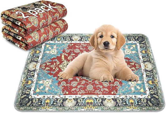 Pee Pads for Dogs Washable, 2 Pack 18'' x24'' Waterproof Non-Slip Puppy Pad with Fast Absorbent, Reusable Rug for Training Travel Whelping Housebreaking Incontinence Crate