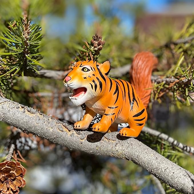 Randimals Tiger with Squirrel Tail Figurine Toy 5”, Premium Hard Rubber Animal Action Figure Toy, Hybrid Friend Encourages Adventure & Imagination