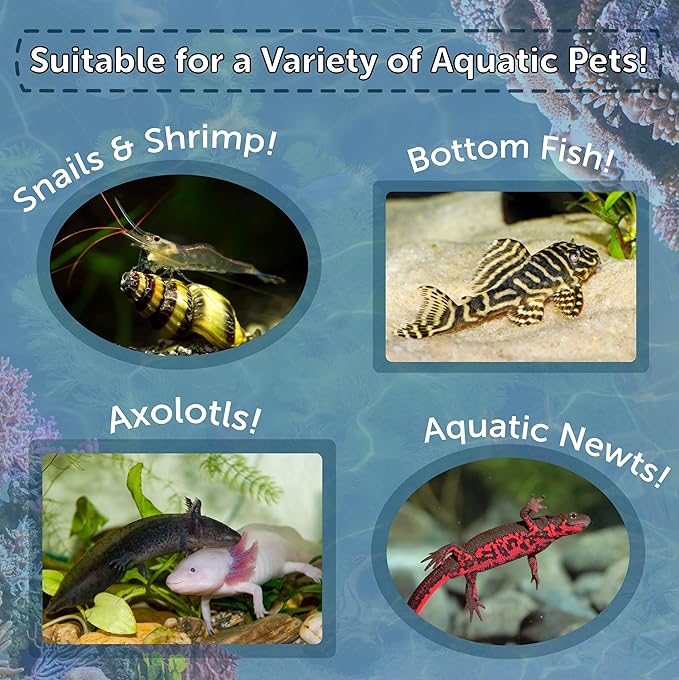 Aquatic Foods Inc. Axolotl Pellet Food 3/16" Soft Moist Sinking Pellets for Juvenile Axolotl Also Shrimp, Snails, Crayfish, Bottom Tropical Fish, Blackworm Pellets Included 1-lb 7oz Canister
