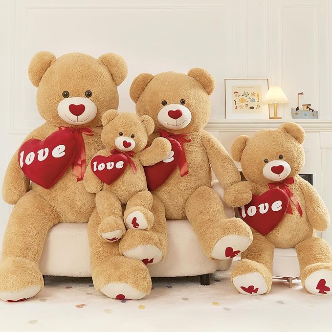 MorisMos Love Heart Giant Teddy Bear 5ft, I Love You Huge Bear Plush for Girlfriend, Jumbo 5 Foot Stuffed Animal Gifts for Boyfriend, Lover on Valentines, Anniversary, Birthday
