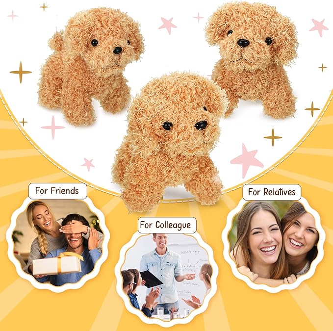 Sumind 9 Pcs 4 5 Mini Plush Stuffed Puppy Dog Party Favor Small Dog Stuffed Animal Bulk Soft Toy Doll Cute for Kids Gift Graduation Stocking Stuffers Baby Shower Birthday(Long Plush Puppy)