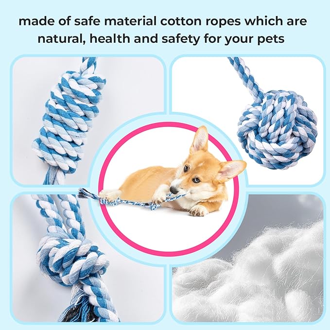 Dog Rope Chew Toys for Aggressive Chewers - 5 Pack Interactive Tug of War Rope for Teeth Cleaning, Puppy Ropes Safe Material for Small Medium Large Dogs Pets