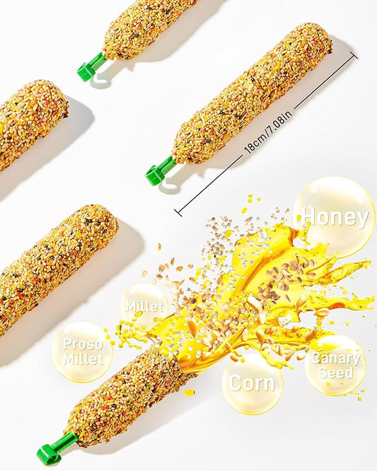 BUCATSTATE Parakeet Treats Honey Treat Sticks 3 Packs, Natural Bird Treats All Grains Flavor Cockatiel Treats, Pet Bird Treat Toy for Parrot Conure Budgie Lovebird