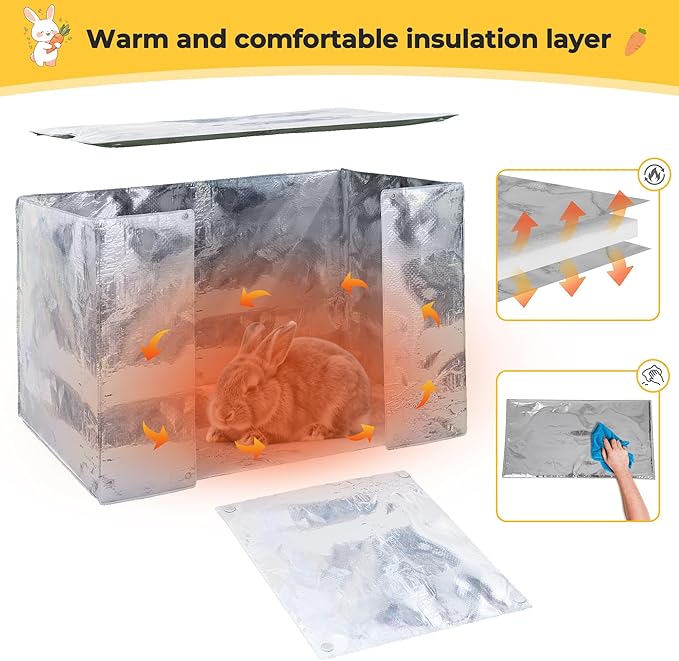 COZIWOW 24inches Insulated Cat House Outdoor Heated Indoor Small Animal House,Rabbit Cage Outdoor,Suitable for Small Cats, Rabbits, with Warm Liner for Winter(Orange with Warm)