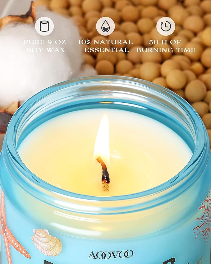 AOOVOO Pet Odor Eliminator Candle - Oceanic Flavor Odor Eliminating Candle, Highly Fragranced Air Freshing Scented Candles, Natural Soy Wax, 9 oz