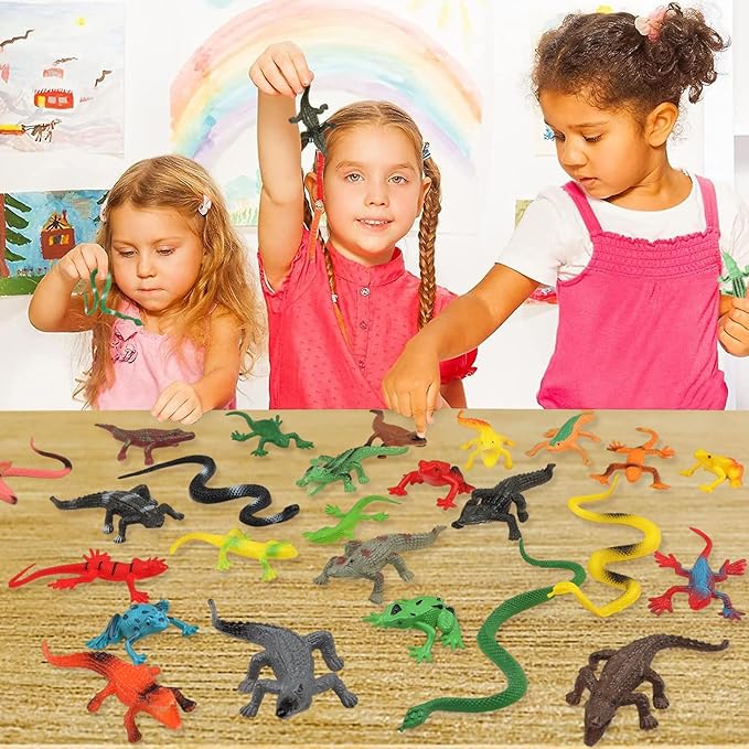 27Pcs Reptile Toys Realistic Figurines Model Animal Animal Figures Plastic Reptile Snake Lizards Frog Crocodile Toys Set Animals Toys for Kids Science Project Learning Educational Toys Gift