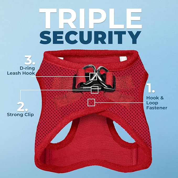 Voyager Step-in Air All Weather Mesh Harness and Reflective Dog 5 ft Leash Combo with Neoprene Handle, for Small, Medium and Large Breed Puppies by Best Pet Supplies - Harness Leash Set (Red), S
