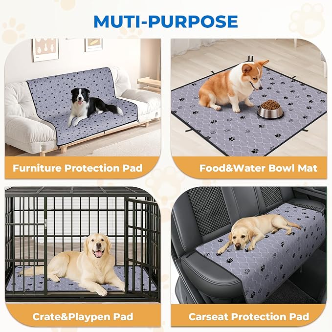 Fostanfly Washable Pee Pads for Dogs, 2 Pack 28''x34'' Large Ultra-Absorbent and Leak-Proof Non-Slip Reusable Potty Training Pads for Dogs, Puppy, Potty Buddy and Cats of Add 8 Lanyards
