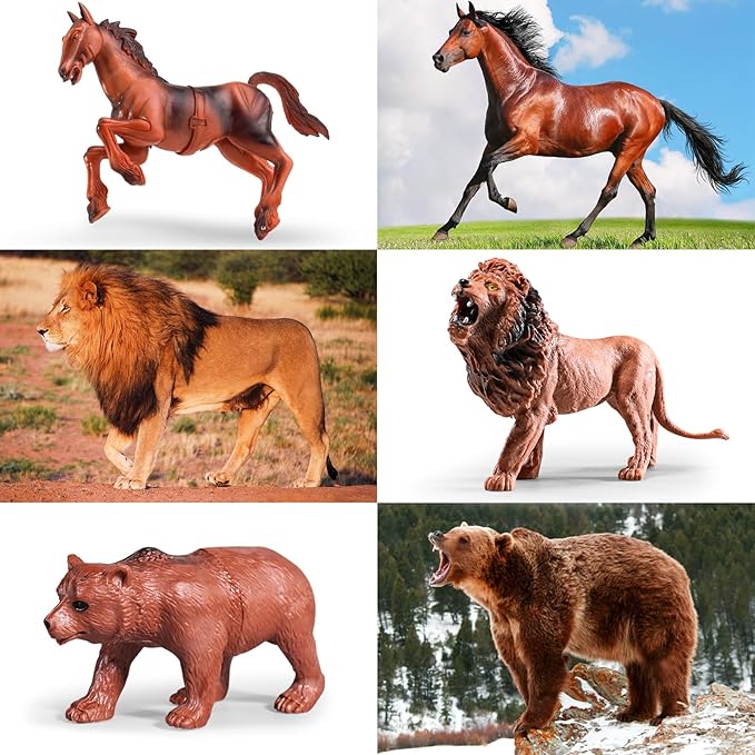 41Pcs Safari Animals Figures Toys–Realistic Jumbo Wild Animals Figurines Plastic African Jungle Animals Playset–Lion,Tiger,Eggs,Trees & Fences–Educational Toys for Kids and Toddlers 3+