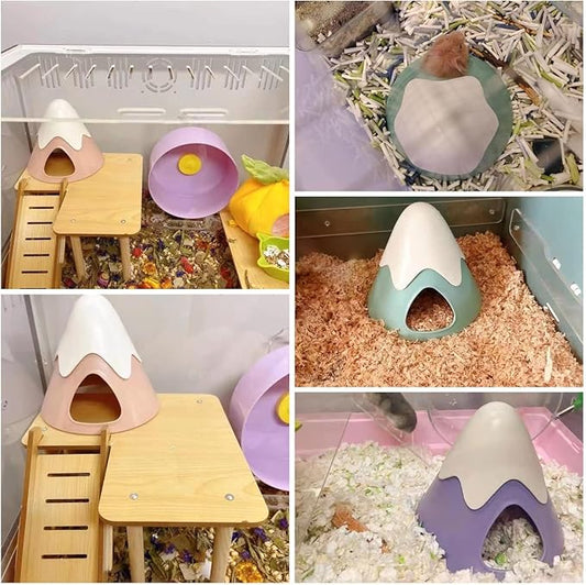 Hamster Hideout, Snowy Mountain Shape Hamster Hide House,Cute Small Animal Habitat Hideaway Hut for Syrian Hamsters, Mice, Gerbils, Rats (Green)