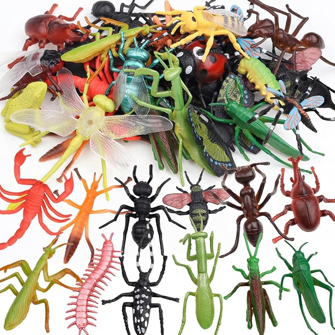 29Pcs Large Realistic Insect Toys Figures, Plastic Bugs Figurines Set, Realistic Insects Toy for Kid, Ladybug, Bee, Butterfly, Assorted Insect Bugs Figures Toy, Insect Themed Party Favors