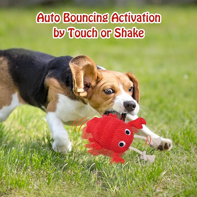 CiyvoLyeen Lobster Interactive Dog Toy to Keep Them Busy with Electric Moving Automatic Ball, Plush Stuffed Funny Cute Puppy Pet Toy for Boredom Christmas Birthday Gift for Small, Medium, Large Dogs