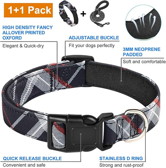 Nylon Dog Collar Soft Neoprene Padded Adjustable Dog Collars for Small Medium Large Dogs (XS Neck 9"-12", Black)