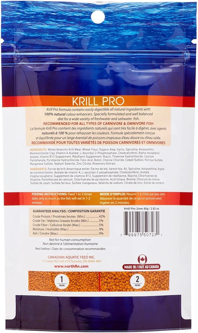 Northfin Fish Food Krill Formula Slow Sinking Pellets (1mm 1kg)