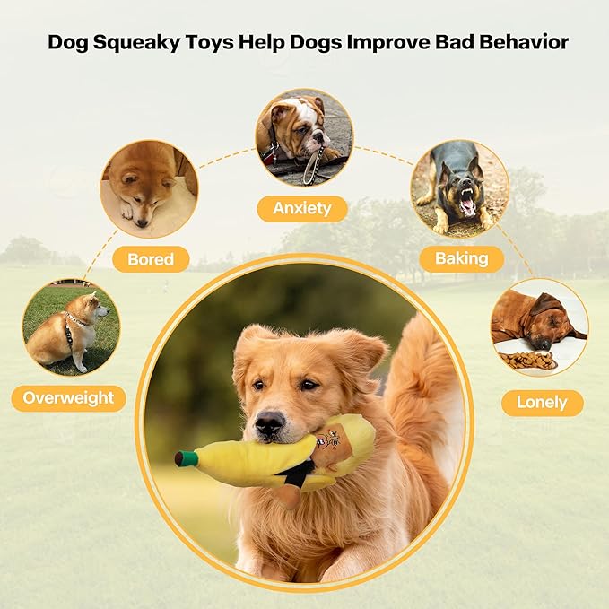 Squeaky Dog Toys with Crinkle Paper Funny Plush Dog Toy Fit Small Medium Large Dogs Hilarious Interactive Dog Toys for Dog Entertainment