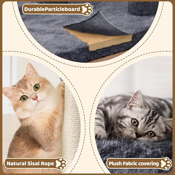 Yaheetech 23.5in Cat Tree Tower, Cat Condo with Sisal-Covered Scratching Posts, Cat House Activity Center Furniture for Kittens, Cats and Pets - Dark Gray