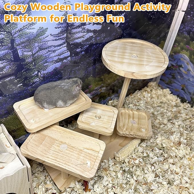 Hamster Climbing Ledge Wooden Gerbil Playground Exercise Platform Shelf for Mouse Dwarf Hamster Rat Sugar Glider