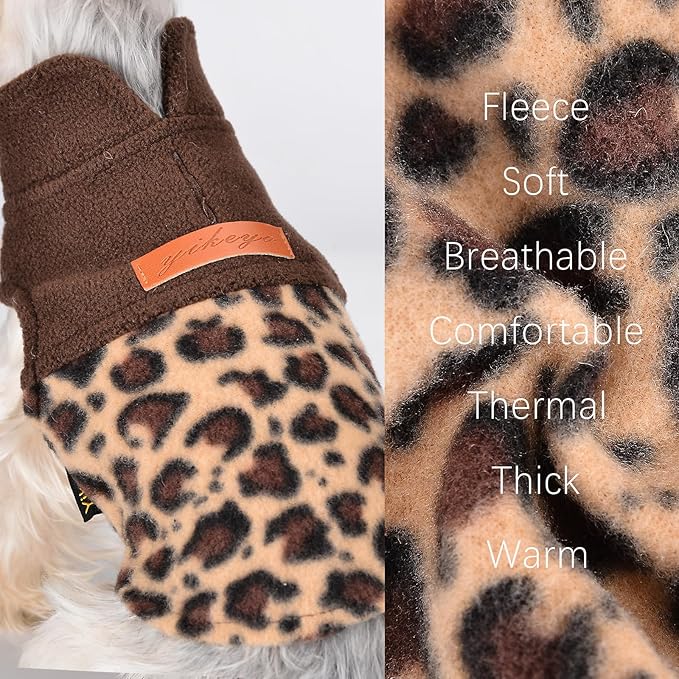 Leopard Vest Dog Sweater Fleece Dog Clothes for Small Dogs Boy Girl Warm Pullover Fleece Doggie Sweaters Winter Small Dogs Sweater Coat - Cold Weather Pet Clothes Cat Sweatshirt, XS, Leopard