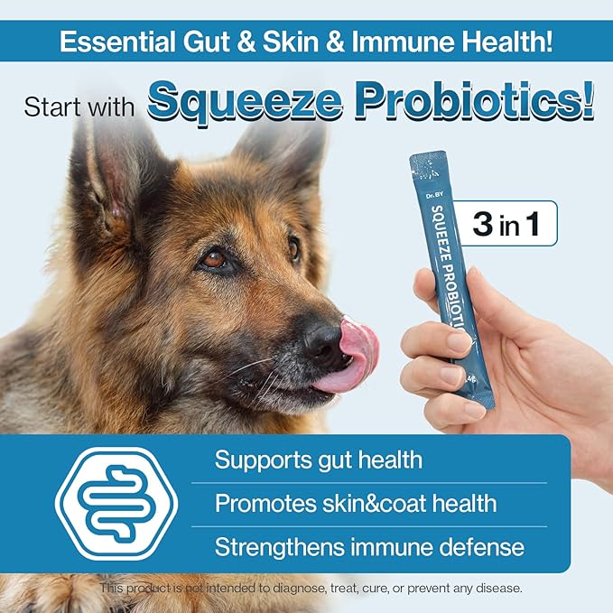 Dr.by Squeeze Probiotics for Dogs Gut Health Immunity Skin&Alllergy Care Diarrhea Relief Digestive Stomach Support with L. crispatus KT-11 Lickable Paste Formula Individually Packaged, Chicken