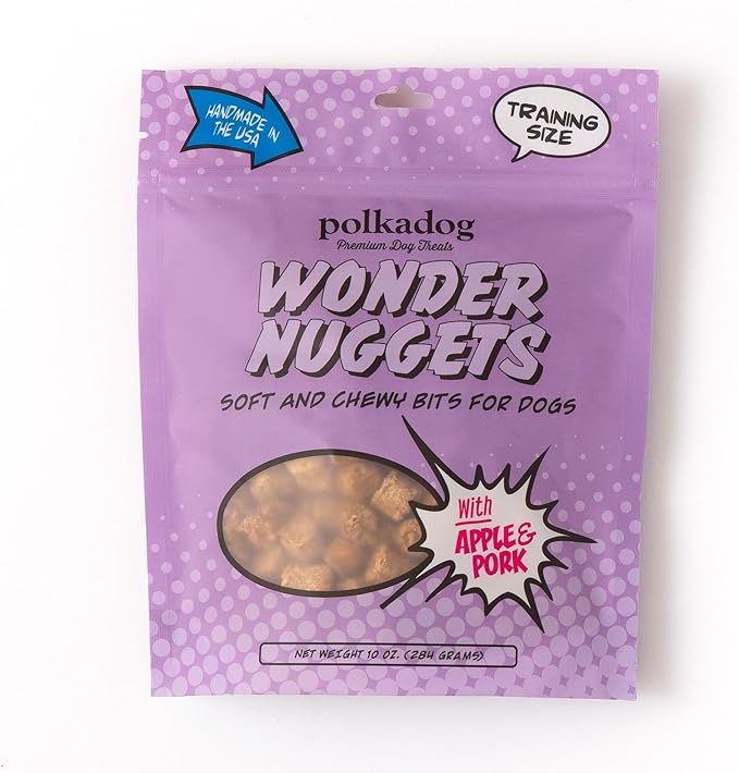 Polkadog Wonder Nuggets – Soft & Chewy Dog Treats with Pork & Apple – Healthy, Limited Ingredient Training Treats for All Dog Breeds and Ages – Natural, Made in USA – 10 oz