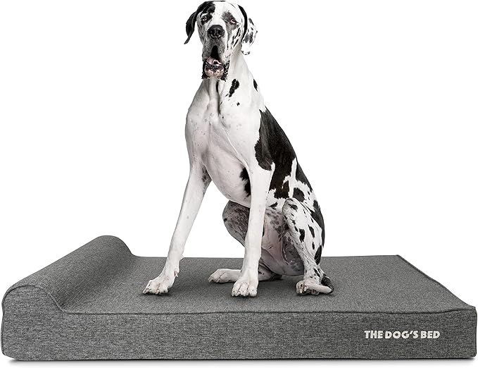 The Dog’s Bed Orthopedic Headrest Dog Bed XXL Grey Linen 54x36, Memory Foam, Pain Relief for Arthritis, Hip & Elbow Dysplasia, Post Surgery, Lameness, Veterinary Approved, Waterproof Washable Cover