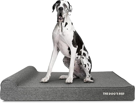 The Dog’s Bed Orthopedic Headrest Dog Bed XXL Grey Linen 54x36, Memory Foam, Pain Relief for Arthritis, Hip & Elbow Dysplasia, Post Surgery, Lameness, Veterinary Approved, Waterproof Washable Cover