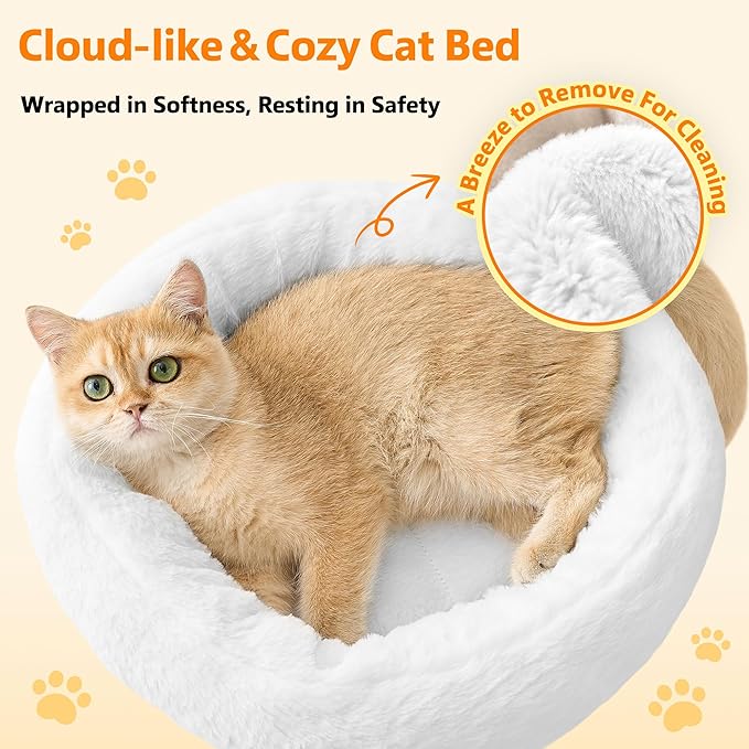 Modern Cat Tree for Indoor Cats Large Adult, 36in H Cat Condo Tower with Scratching Posts, Cozy Cat Bed Cave, Washable Cushions, Dangling Balls, Play&Nap Cat House for All Breeds of Cats, Gray