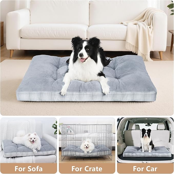 MIHIKK Washable XL Dog Bed for Extra Large Dogs with Anti-Slip Bottom, Premium Foam Pet Pad for Crate for Large Medium Small Sized Puppies, 41" x 27" Gray