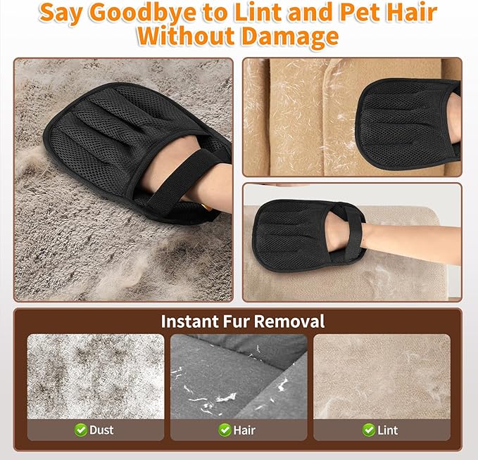 Pet Hair Removal Tool for Cats & Dogs, 2025 New Upgraded Electrostatic Gloves for Pet Hair, Reusable Pet Hair Remover Tool for Couch, Furniture, Carpet, Curtain & Car Seat (Blue)
