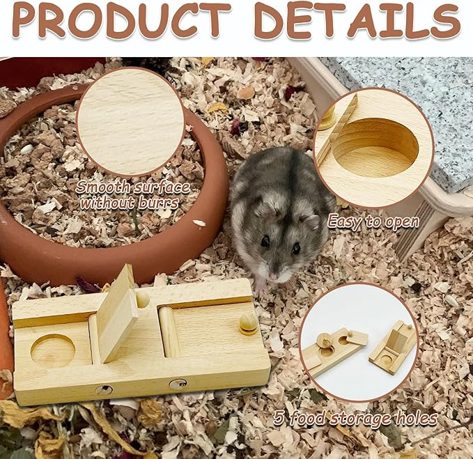 Hamiledyi Guinea Pig Foraging Toys Interactive Wooden Rabbit Toys Sniff n' Snack Rabbit Treats Bunny Toys Interactive Hide Treats Puzzle Snuffle Game for Rabbit Chinchilla Bunny Rats Gerbils (2 Sets)