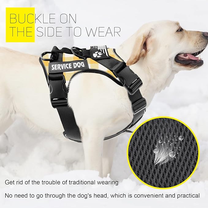 Demigreat Dog Service Harness, Reflective Vest with 5 Patches, Adjustable, Soft Oxford, Inner Mesh, Prevent Pulling & Choke, Easy Control for Dogs