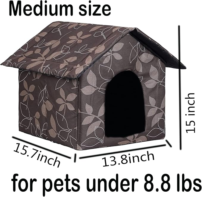 Cat Houses for Outdoor Cats, Weatherproof Outdoor House for Feral Cats, Warm Stable Stray Cats Shelter in Winter Brown Medium