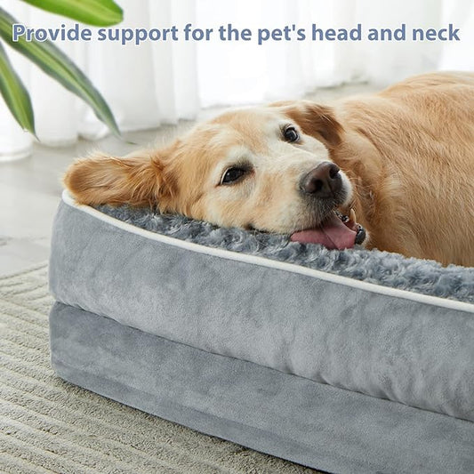 BFPETHOME Orthopedic Dog Beds for Extra Large Dogs, Waterproof Sofa XXL Dog Bed with Sides, Non-Slip Bottom and Egg-Crate Foam Big Pet Couch Bed with Washable Removable Cover,Pet Bed for Large Dogs